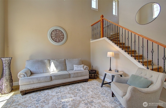 15202 NE 102nd Way, Vancouver, WA 98685 - living room featuring a towering ceiling and stairway