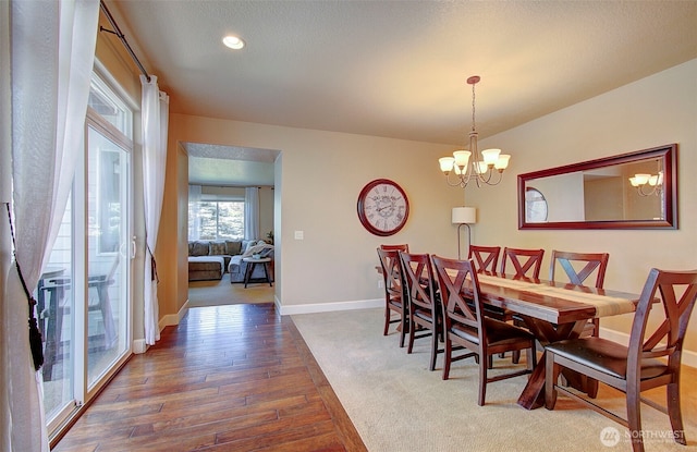 15202 NE 102nd Way, Vancouver, WA 98685 - dining area featuring hardwood / wood-style flooring, a chandelier, and recessed lighting