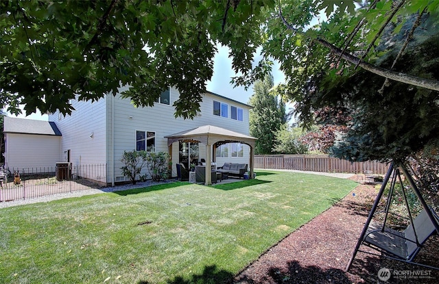 15202 NE 102nd Way, Vancouver, WA 98685 - fenced backyard with a gazebo, an outdoor hangout area, and a patio