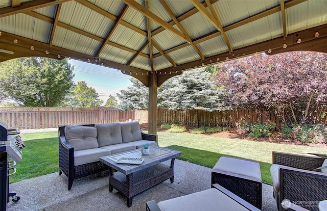15202 NE 102nd Way, Vancouver, WA 98685 - fenced backyard featuring an outdoor living space, a gazebo, and a patio area
