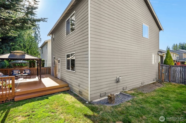 4915 NE 5th St, Renton, WA 98059 - back of house with a gazebo, crawl space, and a wooden deck