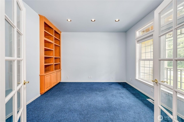 2800 Cliff St, Port Townsend, WA 98368 - spare room featuring dark carpet, recessed lighting, and french doors