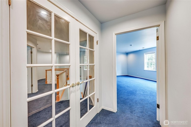 2800 Cliff St, Port Townsend, WA 98368 - hall with carpet flooring and french doors