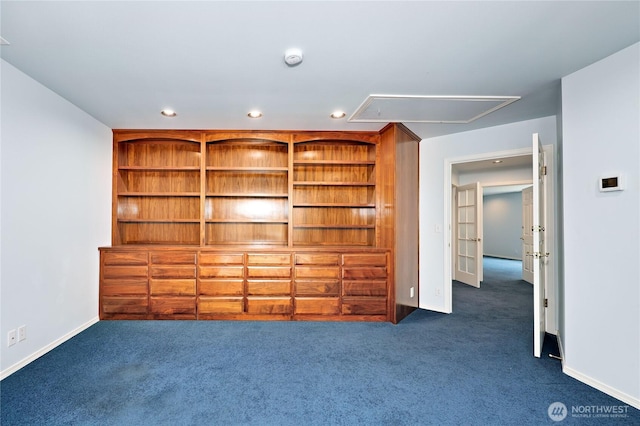 2800 Cliff St, Port Townsend, WA 98368 - unfurnished room featuring attic access, dark colored carpet, recessed lighting, and a smoke detector