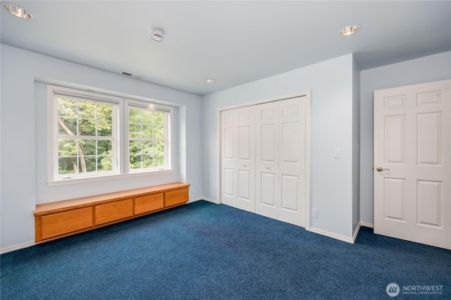 2800 Cliff St, Port Townsend, WA 98368 - unfurnished bedroom with dark colored carpet, a closet, and recessed lighting