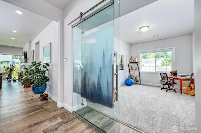 4689 Petrel St, Port Townsend, WA 98368 - interior space featuring wood finished floors, recessed lighting, and a stall shower