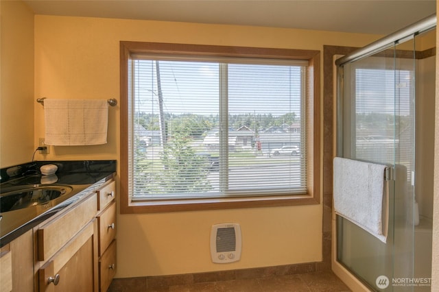 1211 E Market St, Aberdeen, WA 98520 - full bath featuring healthy amount of natural light, a shower with door, and heating unit