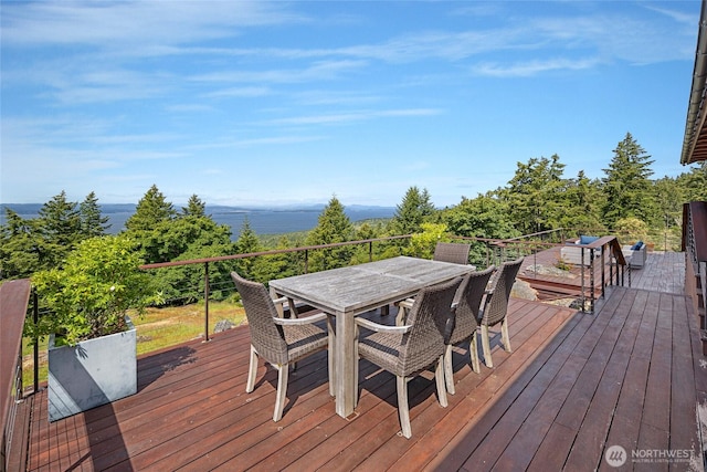 2000 Mount Dallas Rd, Friday Harbor, WA 98250 - wooden terrace with outdoor dining area