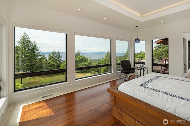 2000 Mount Dallas Rd, Friday Harbor, WA 98250 - bedroom featuring multiple windows, wood finished floors, and recessed lighting