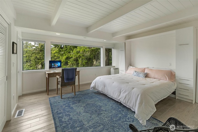 2000 Mount Dallas Rd, Friday Harbor, WA 98250 - bedroom with beam ceiling, hardwood / wood-style floors, and an office area