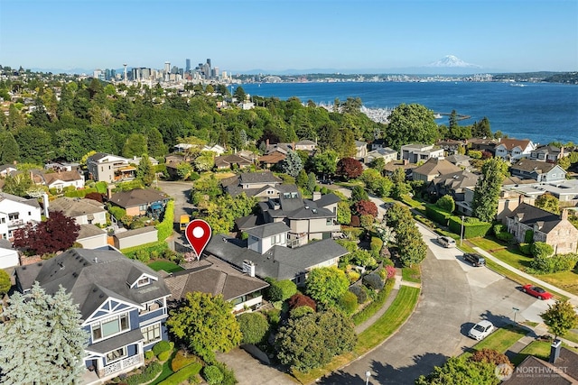 1910 Edgemont Pl W, Seattle, WA 98199 - aerial perspective of suburban area with a nearby body of water