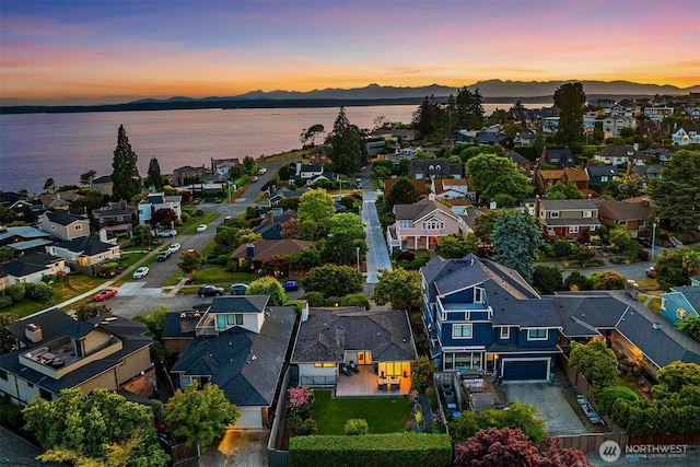 1910 Edgemont Pl W, Seattle, WA 98199 - aerial view of residential area featuring a water and mountain view