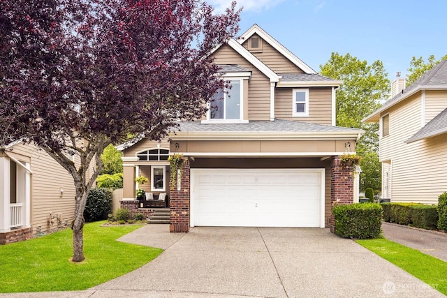 4213 249th Ct SE, Sammamish, WA 98029 - view of front facade featuring driveway, brick siding, a garage, and a front yard