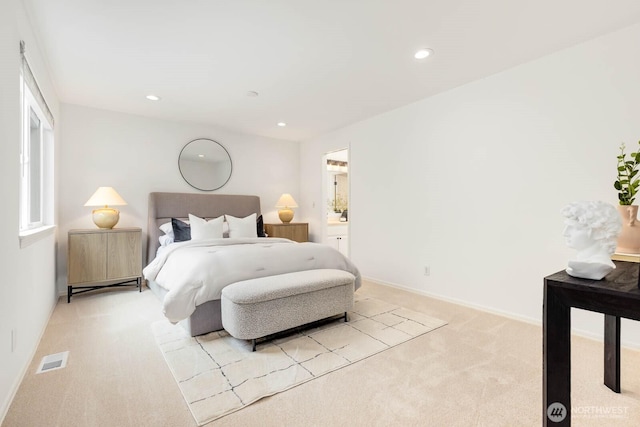 4213 249th Ct SE, Sammamish, WA 98029 - bedroom with light carpet, recessed lighting, and ensuite bath