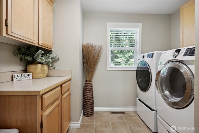 1910 Lenox Ct NW, Olympia, WA 98502 - washroom featuring washer and dryer, cabinet space, and light tile patterned floors