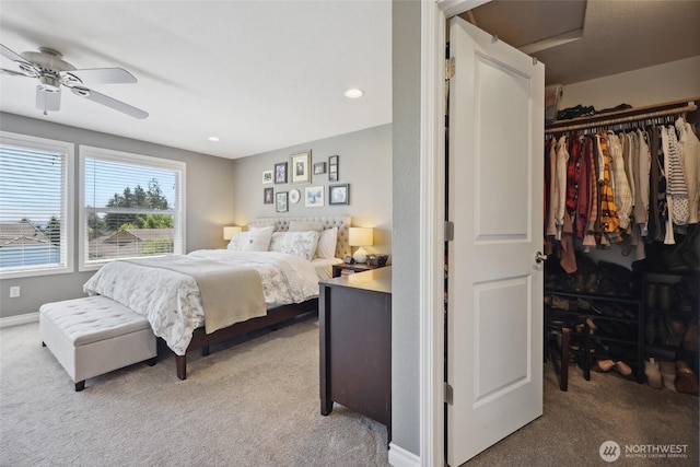 1910 Lenox Ct NW, Olympia, WA 98502 - bedroom with light colored carpet, a closet, recessed lighting, and a ceiling fan