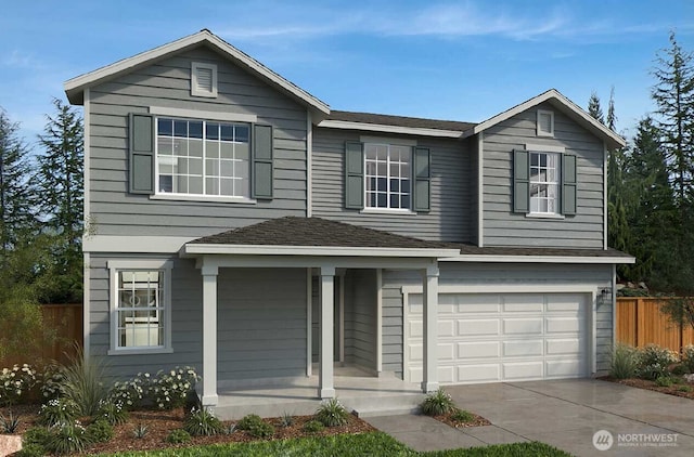 18522 136th Ave E Unit 130, Puyallup, WA 98374 - traditional-style home featuring a porch, an attached garage, and concrete driveway