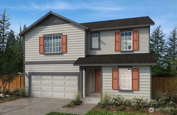 22176 Jameson Ave NW Unit 84, Poulsbo, WA 98370 - view of front of house featuring an attached garage, driveway, and a shingled roof