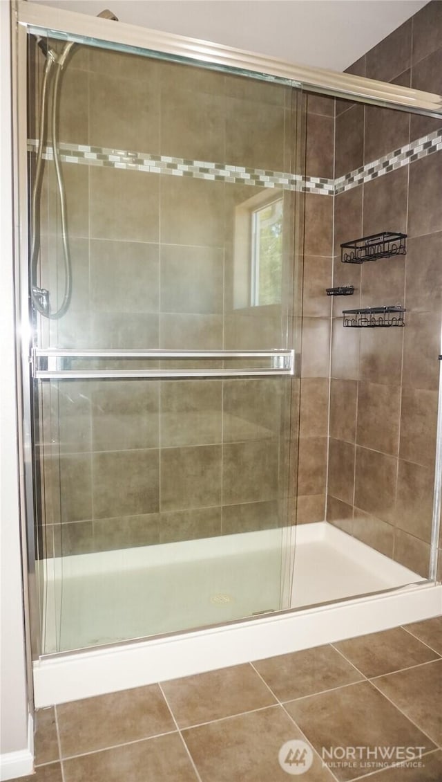 21502 51st Ave S Unit 44, Kent, WA 98032 - bathroom with a shower stall and tile patterned floors