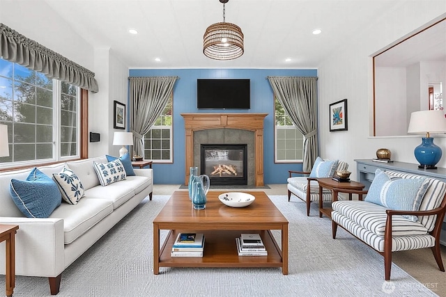 23704 9th Pl W, Bothell, WA 98021 - living area with a fireplace with flush hearth and recessed lighting