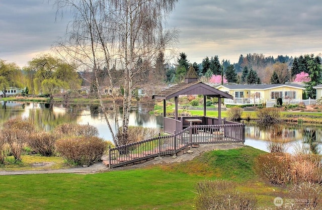 23704 9th Pl W, Bothell, WA 98021 - dock with a gazebo, a water view, and a yard