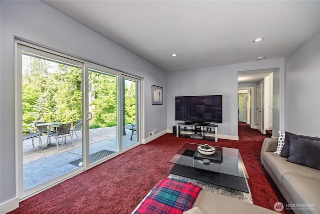 63 Red Cedar Ln, Port Ludlow, WA 98365 - living room with carpet floors and recessed lighting