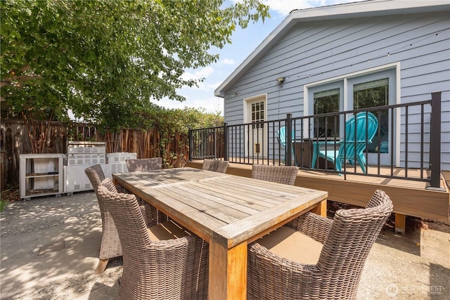 244 N Emerson Ave, Wenatchee, WA 98801 - wooden deck with exterior kitchen, outdoor dining area, and a patio