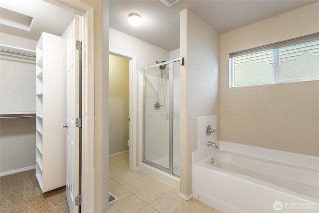 3632 London Loop NE, Lacey, WA 98516 - bathroom featuring a shower stall, a garden tub, and tile patterned floors