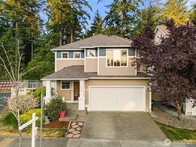3632 London Loop NE, Lacey, WA 98516 - view of front of property with a shingled roof, an attached garage, and driveway