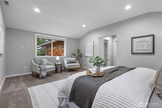 7979 NE 28th St, Medina, WA 98039 - carpeted bedroom with vaulted ceiling and recessed lighting