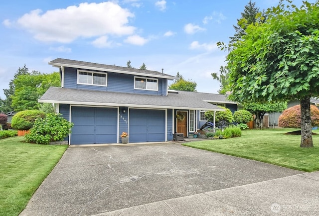 12907 SE 245th St, Kent, WA 98030 - view of front facade featuring a front yard, asphalt driveway, an attached garage, and roof with shingles