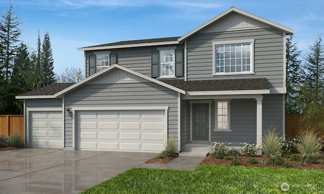 13604 185th Street Ct E Unit 107, Puyallup, WA 98374 - traditional home featuring roof with shingles, concrete driveway, and an attached garage