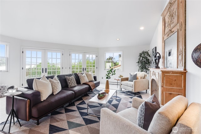 2053 Minor Ave E Unit 12, Seattle, WA 98102 - living area featuring healthy amount of natural light, recessed lighting, french doors, and carpet