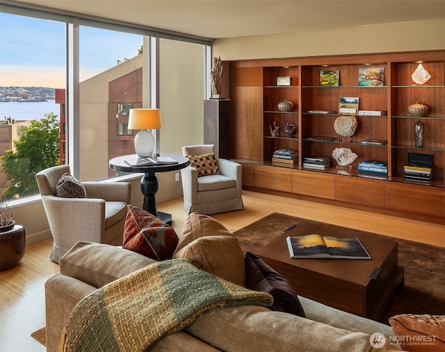 2000 1st Ave Unit 804, Seattle, WA 98121 - living room with wood finished floors