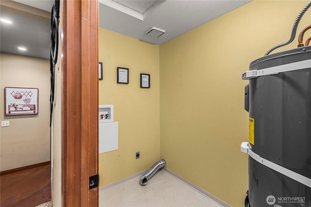 3651 School St, Wenatchee, WA 98801 - laundry room with hookup for a washing machine, water heater, baseboards, and recessed lighting