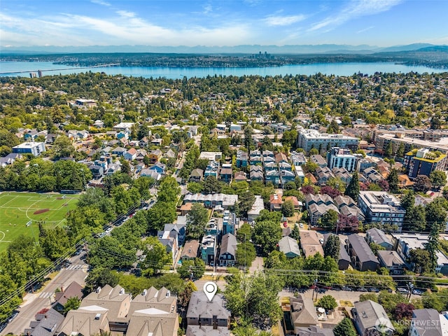 203 20th Ave E, Seattle, WA 98112 - aerial view of residential area with a water and mountain view
