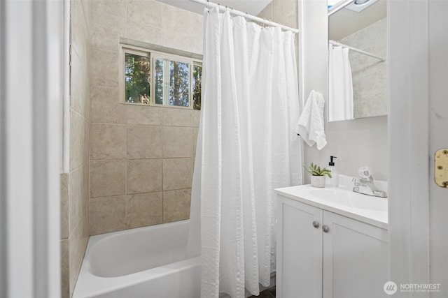 415 Sudden Valley Dr, Bellingham, WA 98229 - full bathroom featuring vanity and shower / tub combo with curtain