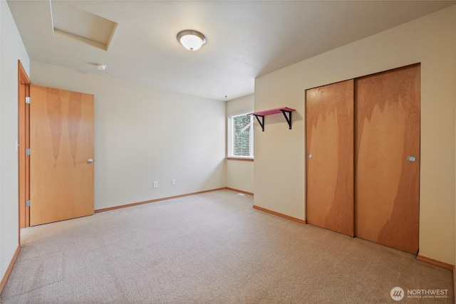 4109 Shale St SE, Lacey, WA 98503 - unfurnished bedroom with carpet flooring, baseboards, and attic access