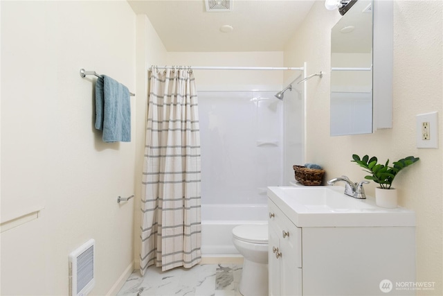 10405 12th Avenue Ct S, Tacoma, WA 98444 - bathroom with vanity, marble finish flooring, and shower / bath combo with shower curtain