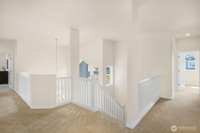 27638 246th Ave SE, Maple Valley, WA 98038 - hallway featuring carpet floors, an upstairs landing, and recessed lighting