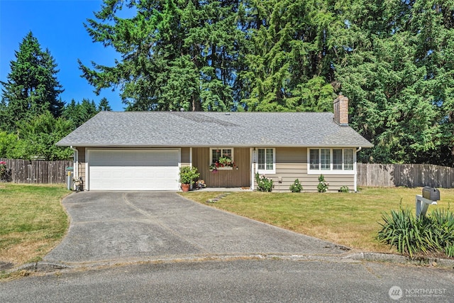 2112 SE Yucca Ct, Port Orchard, WA 98366 - single story home featuring a chimney, asphalt driveway, an attached garage, and roof with shingles