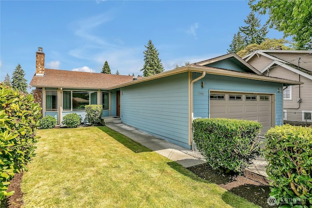 15442 21st Ave SW, Burien, WA 98166 - ranch-style home featuring an attached garage, a front lawn, and a chimney