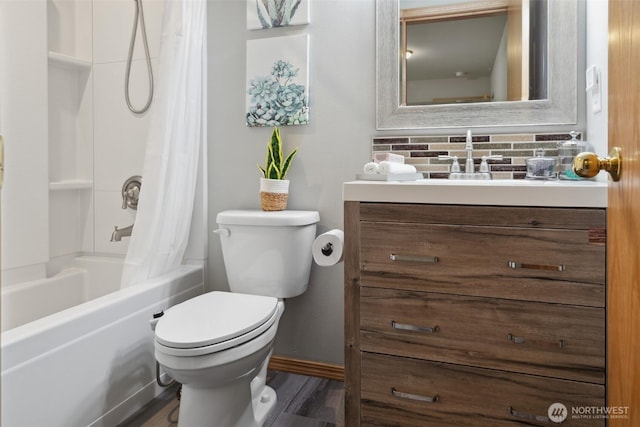 6117 Ames Lake Carnation Rd NE, Carnation, WA 98014 - bathroom with vanity, shower / bath combo with shower curtain, and wood finished floors