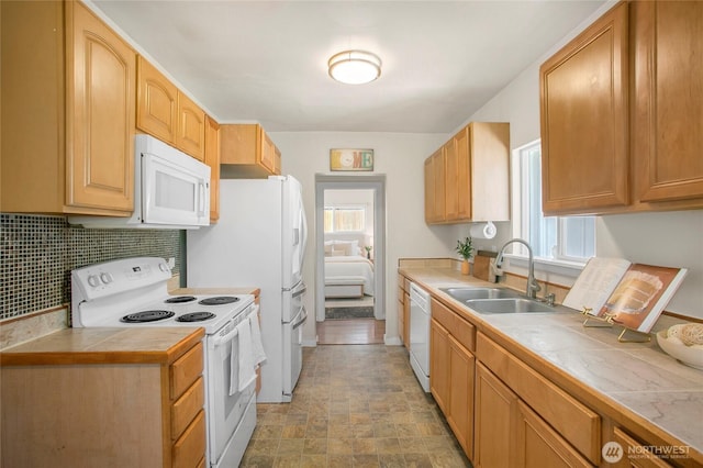 15222 37th Pl S, Tukwila, WA 98188 - kitchen featuring white appliances, healthy amount of natural light, and tile counters