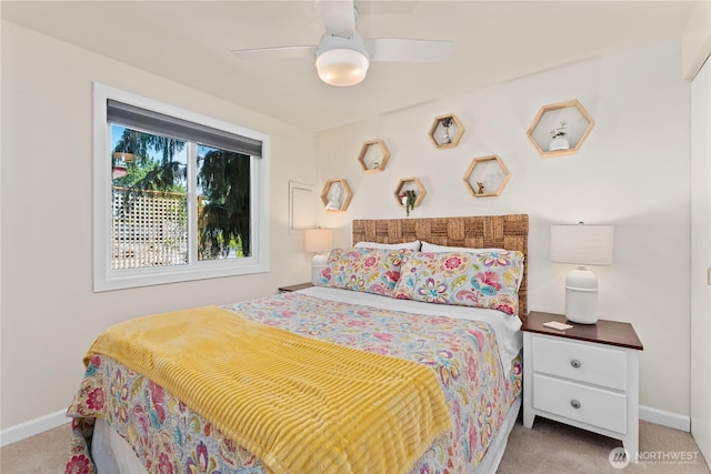 255 Lake Front Rd, Orondo, WA 98843 - bedroom with light carpet and ceiling fan