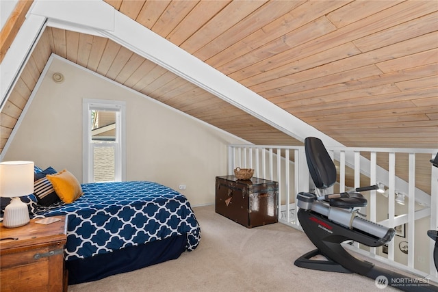 255 Lake Front Rd, Orondo, WA 98843 - bedroom with lofted ceiling, wood ceiling, and carpet floors