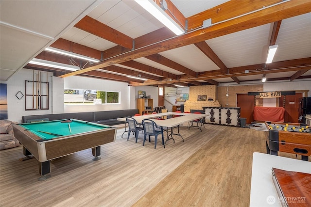 316 W Lake Samish Dr Unit 10, Bellingham, WA 98229 - game room featuring wood finished floors, beamed ceiling, and billiards table