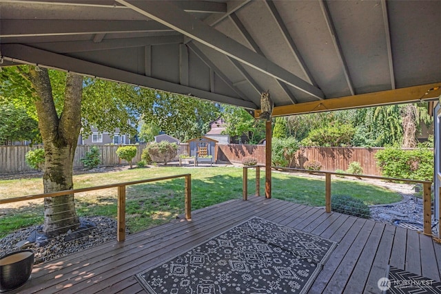 6218 199th Street Ct E, Spanaway, WA 98387 - deck with a fenced backyard and a storage unit
