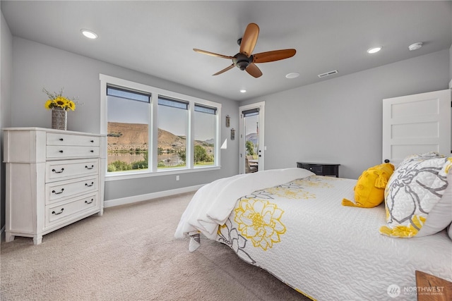 167 N Shore Dr, Orondo, WA 98843 - bedroom featuring carpet, recessed lighting, and ceiling fan
