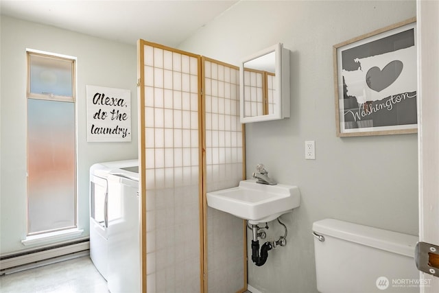 8380 Grouse Crescent Dr, Blaine, WA 98230 - washroom with a baseboard heating unit and independent washer and dryer